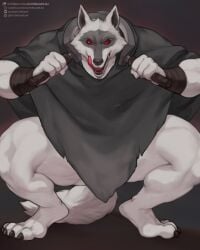 anthro canid canine canis daydreamerjim death_(puss_in_boots) furry male muscular_male puss_in_boots_(dreamworks) sickle tongue tongue_out white_fur wolf