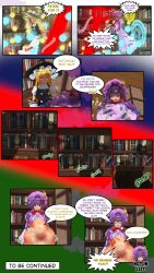 2girls 3d attack bloated_belly bullet christmas comic english english_text female_only gold_hair henbor hi_res long_hair magic magical_girl marisa_kirisame patchouli_knowledge purple_hair touhou touhou_project uncensored vore vore_belly witch witch_hat yellow_hair
