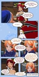 3d centaur christmas christmas_clothing christmas_outfit comic elf elf_ears english english_text female_only henbor hi_res non_fatal_vore original_character santa_costume santa_hat unbirthing uncensored vore