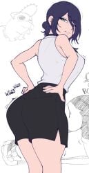 1girls bare_shoulders big_ass big_breasts black_choker black_hair breasts chainsaw_man female female_only green_eyes hand_on_hip large_breasts looking_at_viewer looking_back medium_hair no_nostrils reze_(chainsaw_man) skirt sleeveless thin_eyebrows tidal_(artist) white_background wip work_in_progress