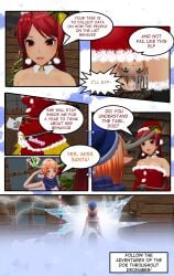 3d centaur christmas christmas_clothing christmas_outfit comic elf elf_ears english english_text female_only henbor hi_res non_fatal_vore original_character santa_costume santa_hat unbirthing uncensored vore