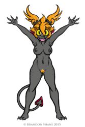 1girls 2015 artist_name brandon_shane breasts dated demon demon_girl female female_focus female_only jive_guru looking_at_viewer monster monster_girl naked nipples nude nude_female pubic_hair pussy shadow_(tmutb) sharp_teeth tail the_monster_under_the_bed