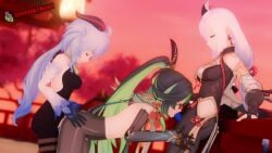 3d 720p animated dildo ganyu_(genshin_impact) infected_heart shenhe_(genshin_impact) sound spitroast strap-on sucking_strap-on tagme video watermark xianyun_(genshin_impact)