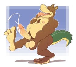 1boy anthro anti_dev balls crash_(series) cum dingodile fur furry furry_only gay male male_only masturbation musclegut penis solo video_games yaoi