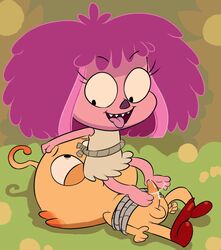 animal_genitalia bondage cum cum_string facesitting fee foo_(harvey_beaks) footjob harvey_beaks_(series) intest no_humans nude penis rope testicles