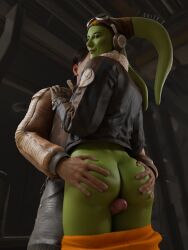 1boy 1girls 3d alien_girl ass ass green_skin hera_syndulla human human/alien interspecies light-skinned_male quick_e star_wars thigh_job thigh_sex thigh_sex thighs