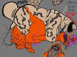 anthro canid canine duo fecundation fox french_kissing from_front_position hi_res impregnation kissing kurama male male/male mammal mating_press mommydkg naruto profanity raccoon_dog rough_sex sex shukaku sperm_cell stomach_bulge tanuki tongue tongue_out x-ray_view