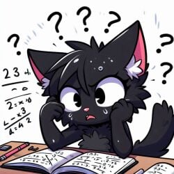 ai_generated black_fur completely_naked completely_nude_female cute female furry homework now_draw_her thinking umbra