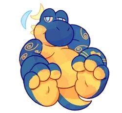 blue_body feet_focus minimal_shading paw_focus paws smile two_tone_body yoshi