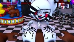 3d_(artwork) animatronic anthro balloon bear bodily_fluids body_writing breasts cum cum_on_breasts cum_on_face cumshot dialogue digital_media_(artwork) duo ejaculation female femboy five_nights_at_freddy's five_nights_at_freddy's_2 freddy_(fnaf) fredina's_nightclub frenni_(cryptiacurves) genital_fluids genitals gift glowing glowing_eyes hand_on_breast hi_res humanoid inflatable looking_at_viewer machine male male/female mammal marie_(cryptiacurves) marionette_(fnaf) maxoneton penis robot scottgames smile smiling_at_viewer text