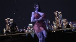 1futa 3d 3d_model amelie_lacroix auditour balls blue-skinned_futanari blue_skin cleavage clothed clothed_futanari dress futa_only futanari glowing_eyes high_heels large_breasts looking_at_viewer night solo tagme testicles tight_dress video_game_character video_game_franchise widowmaker