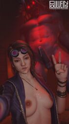 1girl1boy 3d dbd dead_by_daylight foulveins kazan_yamaoka post_orgasm yui_kimura