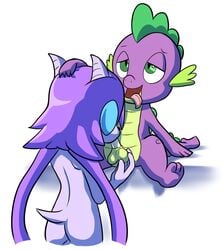 2015 anthro ass ball_fondling balls crossover dragon female fondling freedom_planet friendship_is_magic goshaag horn male my_little_pony nude oral penis sash_lilac smooth_skin spike_(mlp) straight video_games