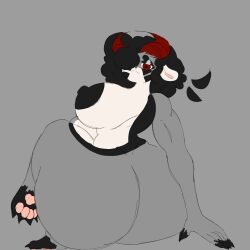 2d 2d_(artwork) afro anthro anthro_female ass ass_bigger_than_head ass_focus back_view breasts breasts_bigger_than_head breasts_out butt_focus demon demon_girl demon_horns eyeshadow horn horns huge_areolae huge_ass huge_breasts huge_thighs looking_at_viewer looking_back moon_(sl33py_demon) naked naked_anthro naked_female nipples nude nude_anthro nude_female pawpads paws sitting sitting_down sl33py_demon thighs wide_hips wide_thighs