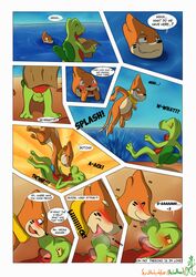 ! <3_eyes ... 2015 3_toes ? ?! ^_^ anthro asbel_lhant_(artist) balls beach blush breath buizel clenched_teeth closed_eyes comic dialogue duo english_text evil_grin fur green_scales half-closed_eyes heart hypnosis jumping licking lizard male mammal map mind_control multicolored_scales mustelid nervous nintendo nude open_mouth orange_fur otter outside partially_submerged pokemon red_eyes red_scales reptile saliva sand scales scalie sea seaside sheath smile sound_effects tan_fur teeth text toes tongue tongue_out treecko two_tone_scales water yellow_sclera