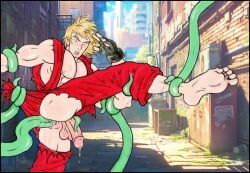 1boy 2020s 2024 alley anal_sex angry anus ass balls barefoot blonde_hair blue_eyes capcom cityscape cum daytime erection gay_anal kaijuboy ken_masters male male_only muscular_male open_mouth outdoors penis precum precum_drip ripped_clothing ripped_pants solo street_fighter struggling sunny_day sweating tan_skin tentacle tentacle_in_anus tentacle_on_male tentacle_on_penis tentacle_penetration tentacle_rape torn_clothes video_games yaoi