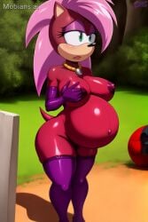 ai_generated ass big_ass big_breasts booty breasts fishnets incest_(lore) incest_pregnancy oiled round_ass sonia_the_hedgehog sonic_underground