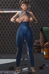 3d 3d_(artwork) breasts brown_hair chun-li chun-li_(fortnite) embarrassed_nude_female enf exposed_breasts fortnite fortnite:_battle_royale humiliated humiliation milf nude street_fighter