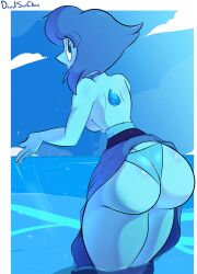 1girls ass big_ass blue_hair blue_skin bottom_heavy breasts bubble_butt clothing dat_ass davidsanchan dress dress_aside fat_ass female female_only gem_(species) huge_ass lapis_lazuli_(steven_universe) large_ass looking_at_viewer looking_back panties png solo steven_universe thick_ass thick_thighs topless water wide_hips