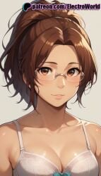 1girls ai_generated attack_on_titan bra brown_eyes brown_hair curvaceous curvy curvy_body curvy_female electroworld female female female_focus female_only glasses hanji_zoe highres inviting_to_sex seductive seductive_look seductive_pose shingeki_no_kyojin shiny_skin solo solo_female uncensored voluptuous voluptuous_female