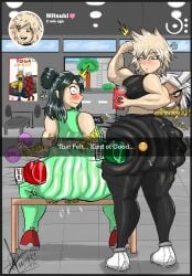 2girls ass ass_slap bench big_ass big_breasts blonde_hair bottom_heavy breasts bubble_butt caption cellphone crop_top dat_ass dumbbell fat_ass female female_only green_hair gym huge_ass inko_midoriya large_ass massive_ass milf mitsuki_bakugou mother my_hero_academia phone png rippling_ass secretly_loves_it selfie shoes sitting sixpathoffriendship slapping_ass spanking spanking_ass standing thick_ass thick_thighs wide_hips workout workout_clothes yoga_pants