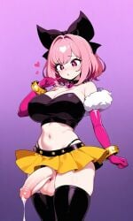 1futa ai_generated bashli big_penis black_shirt brawl_stars crop_top cum futanari huge_breasts melodie_(brawl_stars) necklace pink_eyes pink_gloves pink_hair solo solo_futa yellow_bracelet yellow_skirt