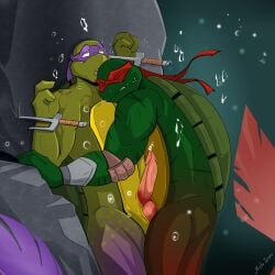 1:1 3_fingers absurd_res anal anal_sex anthro anus bite_mark bite_mark_on_shoulder bodily_fluids bound brother_(lore) brothers_(lore) clenched_teeth digital_media_(artwork) donatello_(tmnt) duo erection fingers from_front_position fully/fully_submerged fully_submerged genital_fluids genitals hands_tied hi_res incest_(lore) leaking_precum male male/male male_penetrated male_penetrating male_penetrating_male mask mishajeans open_mouth penetration penile penile_penetration penis precum raphael_(tmnt) reptile scalie sex sex_in_water shell sibling_(lore) slit_penis standing standing_sex tail teenage_mutant_ninja_turtles teeth turtle underwater underwater_sex water