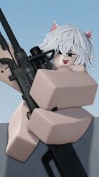 1girls 3d alternate_version_available anti_(phantom_forces) breasts brickstar328 female gun nude phantom_forces roblox roblox_game robloxian tagme thighs