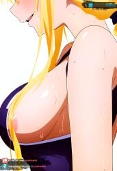 ai_generated alice_schuberg blonde_hair blush braided_hair female juanpiamvs long_hair nipple patreon patreon_username side sideboob smiling subscribestar subscribestar_username swimsuit sword_art_online watermark