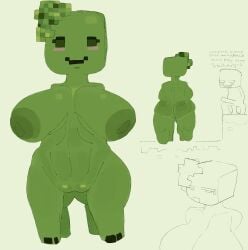 4_legs absurd_res areola armless ass big_breasts big_butt breasts breasts_apart creeper_(minecraft) english_text female green_body green_nipples hi_res huge_breasts humanoid microsoft minecraft mojang monster monster_girl nipples smile solo tboxart text xbox_game_studios