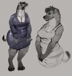 anthro big_breasts doctordj dress huge_breasts hyena