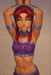 ai_generated glowing_eyes green_eyes red_hair starfire sulophian teen_titans