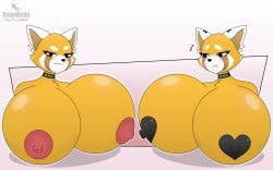 2024 2girls aggressive_retsuko aggretsuko anthro big_breasts big_nipples blush blush blush_lines breasts breasts_bigger_than_head breasts_out chocker dropedartist enormous_breasts exposed_breasts furry furry_breasts furry_ears furry_only huge_breasts looking_at_partner nipples piercing piercings retsuko sanrio self_upload smile smiley_face smiling smiling_at_viewer