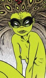 beautiful good_artwork green_skin jamie_hewlett masked_female small_breasts