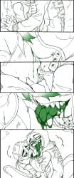 2boys blasticheart_(artist) broken_colors comic_strip deepthroat french_kiss french_kissing gay gay_kissing kiss_on_lips kissing leevi_(broken_colors) licking_face long_tongue saliva saliva_string saliva_trail throat_bulge tongue_in_throat venni_(broken_colors) yaoi