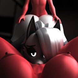 1:1 3d 3d_(artwork) anthro argos90 ass big_breasts big_butt blender_(artwork) breasts canid canid_demon canine cunnilingus demon digital_media_(artwork) doggy_style female female/female female_pov first_person_view from_behind_position group group_sex hellhound helluva_boss hi_res imp looking_at_viewer loona_(helluva_boss) lying male male/female mammal millie_(helluva_boss) moxxie_(helluva_boss) mythological_canine mythological_creature mythology nude on_back oral sex spread_legs spreading threesome trio vaginal_penetration