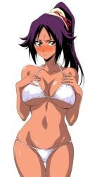 ai_generated bleach breasts female female_only jei_games looking_at_viewer nai_diffusion purple_hair shihouin_yoruichi solo stable_diffusion