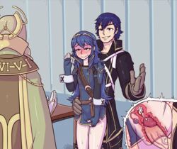 2girls blue_eyes blue_hair blush chrom_(fire_emblem) clothed_sex cum cum_in_pussy cum_in_uterus cum_inside emmeryn_(fire_emblem) father_and_daughter female fingerless_gloves fire_emblem fire_emblem_awakening flat_chest from_behind gloves hidden human incest internal_cumshot internal_view long_hair lucina_(fire_emblem) male multiple_females ovaries penetration penis public public_sex pussy_juice sex short_hair standing stealth_sex straight tears thetenk tiara true_flat_chest uncensored uterus vaginal_penetration x-ray