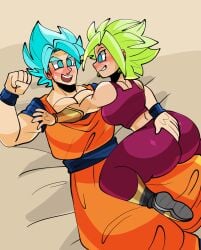 1boy 1girls big_ass big_breasts dragon_ball_super jamvcr kefla legendary_super_saiyan son_goku super_saiyan_2 super_saiyan_blue