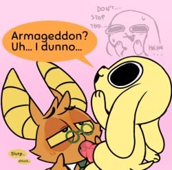accurate_art_style animal_genitalia bat blowjob canine canine_penis cartoon chikn_nuggit chikn_nuggit_(chikn_nuggit) dog furry gay male male/male male_only onyn_ring_(chikn_nuggit) oral oral_sex pleasure_face yaoi