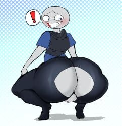 ! 1boy alternate_version_available ass backsack bald balls big_ass big_butt blue_eyes blush broly_culo butt embarrassed fat_ass fat_butt femboy fully_clothed grey_skin huge_ass huge_butt looking_back male male_only meme mriii4327 peter_(your_boyfriend) ripped_clothing ripped_pants sharp_teeth solo squatting thick_ass thick_butt your_boyfriend_(game)