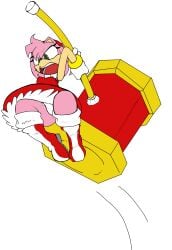 1girls amy_rose angry_expression angry_face female furry hammer midair piercings roy_mccloud sega seth65 sonic_(series) upskirt