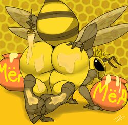 1girls 2_toes anthro ass bee bent_over big_butt butt_crack dat_ass feet female female_only hive honey insects large_ass open_mouth presenting presenting_ass presenting_hindquarters queen queen_bee slathering zp92