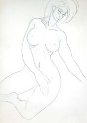 big_breasts monochrome nano006 nude nude_female self_upload solo