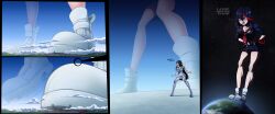 cleavage clouds earth giantess giantess_growth giga_giantess hands_on_hips kill_la_kill kiryuuin_satsuki large_breasts matoi_ryuuko midriff space