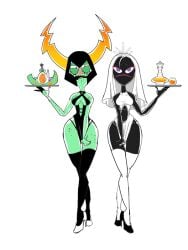 alien alien_girl alien_humanoid cartoon_network disney disney_channel duck_dodgers female female_focus female_only looney_tunes lord_dominator martian martian_(duck_dodgers) queen_tyr'ahnee skimpy skimpy_clothes skimpy_outfit waitress waitress_outfit wander_over_yonder warner_bros warner_brothers