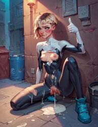 after_rape after_sex ai_generated alley bruise cum cum_in_pussy cum_leaking cum_on_body cum_on_face cum_pool defeated defeated_heroine gwen_stacy marvel marvel_comics rape rtxfus small_breasts spider-gwen spider-man_(series) thumbs_up torn_clothes