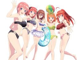 5girls beach go-toubun_no_hanayome nakano_ichika nakano_itsuki nakano_miku nakano_nino nakano_yotsuba official_art sisters swimsuit swimwear