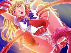 anal anal_insertion bishoujo_senshi_sailor_moon blonde_hair blue_eyes breasts brutal censored choker clothing elbow_gloves erect_nipples erect_nipples_under_clothes female gloves heels high_heels kneepit_sex long_hair minako_aino nipples open_mouth panties rape ripped_clothing rotation sailor_venus skirt small_breasts tentacle tentacle_rape tiara tied_hair torn_clothes x_koubou