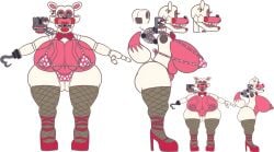 2_heads 2heads animatronic animatronic_female big_breasts big_nipples breasts captainhornybotld conjoined fishnets five_nights_at_freddy's five_nights_at_freddy's_2 fnaf fnaf2 fox_girl foxy_(fnaf) heart heels high_heels lipstick mangle_(fnaf) nipples pink_bikini pink_nipples polka_dot_bikini robot robot_girl t-pose t_pose yellow_eyes